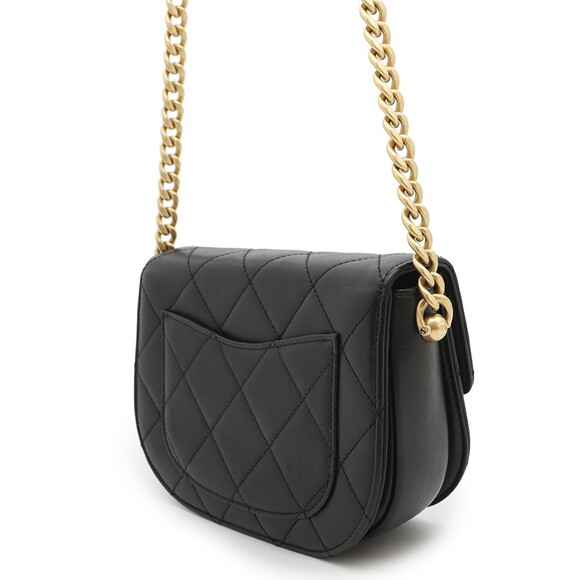 Chanel Chain Shoulder Bag with Coco Mark and Matelasse Lambskin, AS2484, Black - Picture 2 of 16